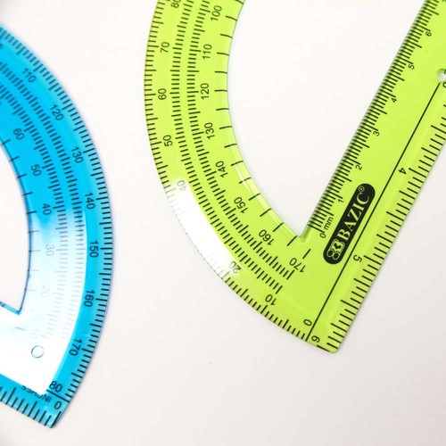BAZIC Assorted Color Semicircular 6" Protractor, pack of 24 - Picture 7 of 7