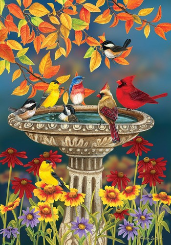 Bandiera da giardino floreale Briarwood Lane Fall Birdbath - Foto 2 di 4