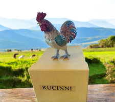 Rucinni Swarovski & Austria Stellux Crystals Rooster Trinket Jewelry Box Enamel
