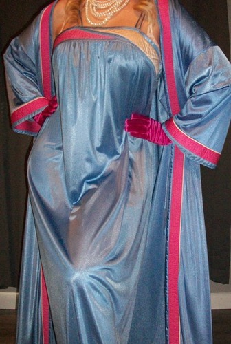 Vtg Barad Periwinkle Pink Nylon Nightgown Peignoir Robe L - Picture 2 of 7