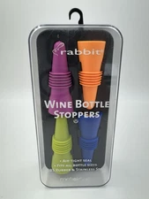 Wine Bottle Stoppers Set Of 4 Multicolor NRFB Air Tight Seal Fits All Bottles