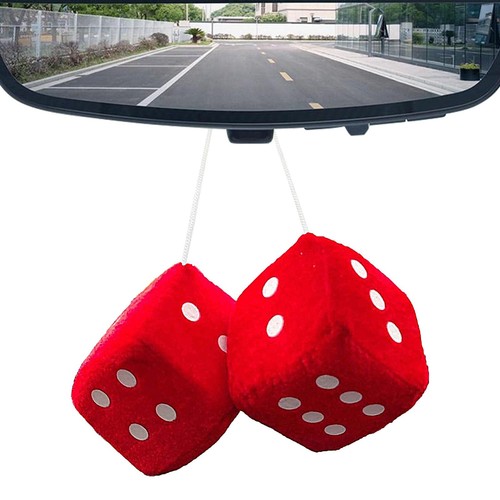 Mehrfarbige Plüsch-Fuzzy-Plüschwürfel für Autospiegel, Paar Retro - Bild 12 von 23