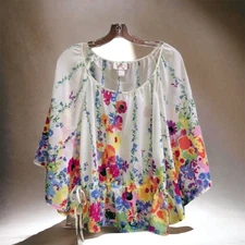 H&M Garden Collection 4 Boho Floral Flowy Blouse
