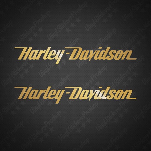 2 stickers pour HARLEY doré 20 cm tuning réservoir autocollant tuning custom - Foto 2 di 3