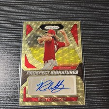 2024 Prizm Prospect Signatures Rhett Lowder #179 Gold Vinyl Prizm /1 (RC)
