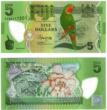 2023 Fiji P115b 5 Dollar Banknote UNC Birds Flora Fauna New Sign