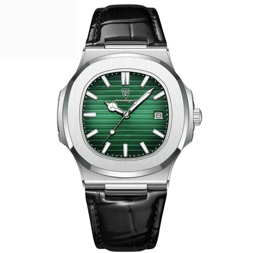 Herrenuhr Luxusmarke Wasserdicht Quarz Kalender Leder Versand aus Florida - Bild 6 von 8