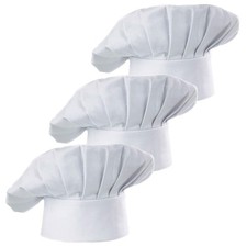 3 Pack Adult Chef Hats Adjustable Elastic Baker Kitchen Cooking Chef Cap Set