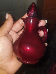 Avon Vintage Ruby Red Mini Cruet Decanter w/ Stopper Glass Bottle 6"