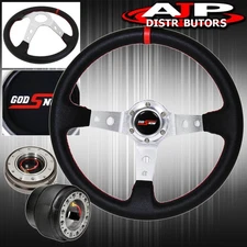For 90-96 300Zx Quick Release + Deep Dish Black Steering Wheel Red Stitching