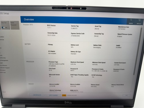 DELL Precision 7670 16" FHD+ I7-12850HX 16 Core | 32GB | 512GB SSD 6GB RTX A1000 - Picture 14 of 15