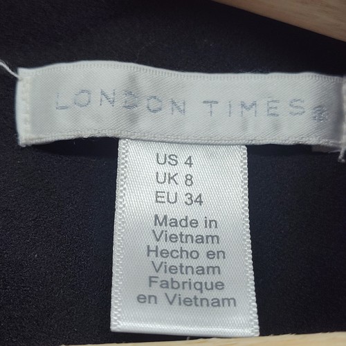 London Times Mini Dress Women Size 4 Black Floral Long Sleeve Cocktail Party - Bild 8 von 9