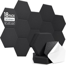 Hexagon Acoustic Panels Self Adhesive Soundproof Wall Art 12x10 Inch 18 Pack