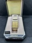 Vintage Seiko Quartz 6530-6389 Gold Tone Dress Watch w/ Box & Price Tag 1980s