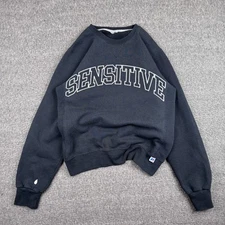 Vintage Russell Sensitive Sweatshirt Mens Small Black Athletic ESC Pullover Y2K