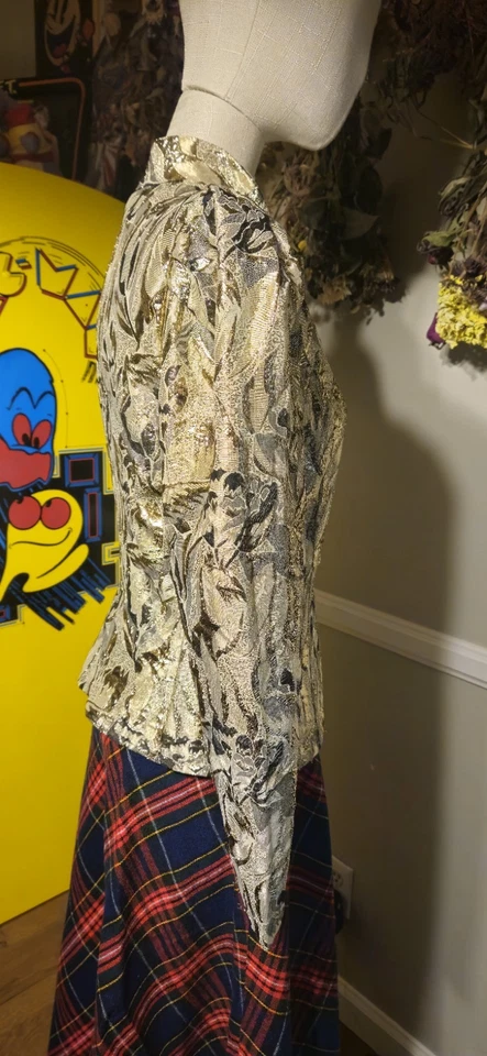 金色 20 世纪 80 年代 Jessica Howard 正式 Vintgae 夹克 Mkd 尺寸 10 — 第 3/4 张图片