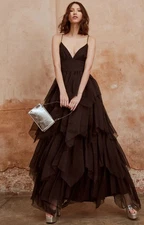 True Decadence Womens Black Maxi Dress V-Neck RRP £179