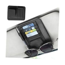 Car Sun Visor Organizer, PU Leather Vehicle Visor Document Storage Black