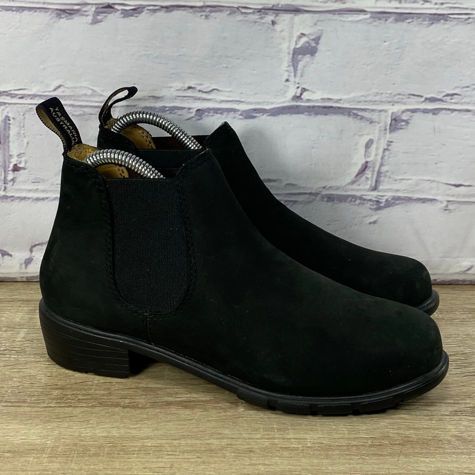 Blundstone 1977 Black Chelsea Boots Women's AU 4.5 US 7.5 Ankle Low Heel Nubuck - Image 3 of 4