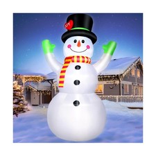 10 FT Christmas Inflatables Snowman with Magic Hat, Giant Blow Up Snow Man Bu...
