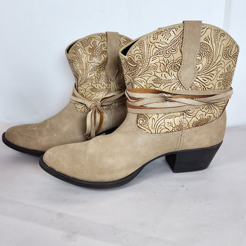 Stivaletti DINGO marroni scamosciati donna taglia 8,5 sud-ovest stivaletti cinturino western - Foto 1 di 14