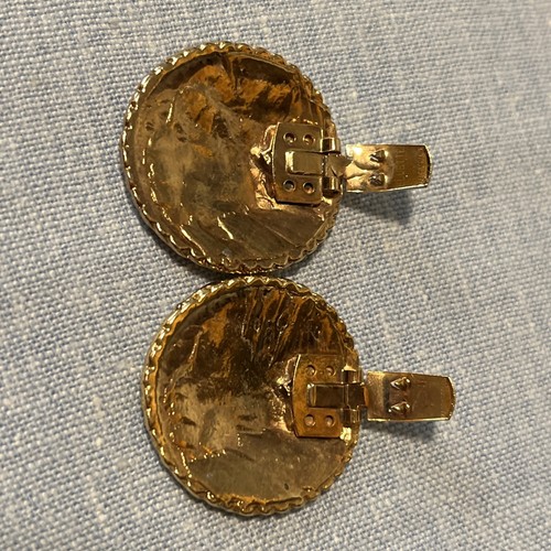Vintage Shoe Clips  Textured Gold Tone Made by Bluette in France 80s - Picture 4 of 9