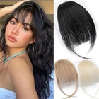 Remy Wispy Air Bangs Clip In 100% Human Hair Fringe Extensions Thin for Women US