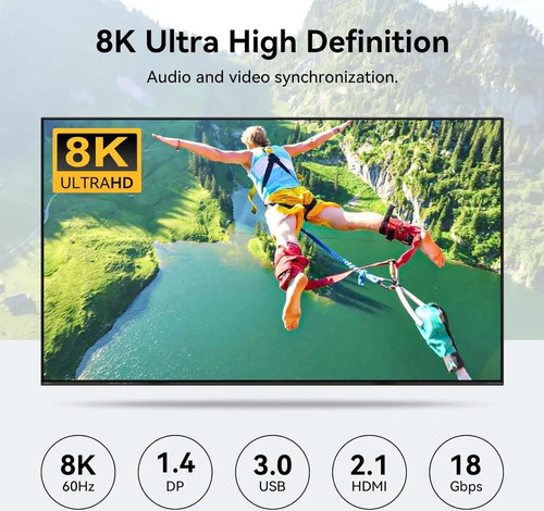 Dual Monitor HDMI+DP KVM Switch 4 Computers 2 Monitors 8K@60Hz 4K@120Hz 4 Port K - Afbeelding 4 van 6