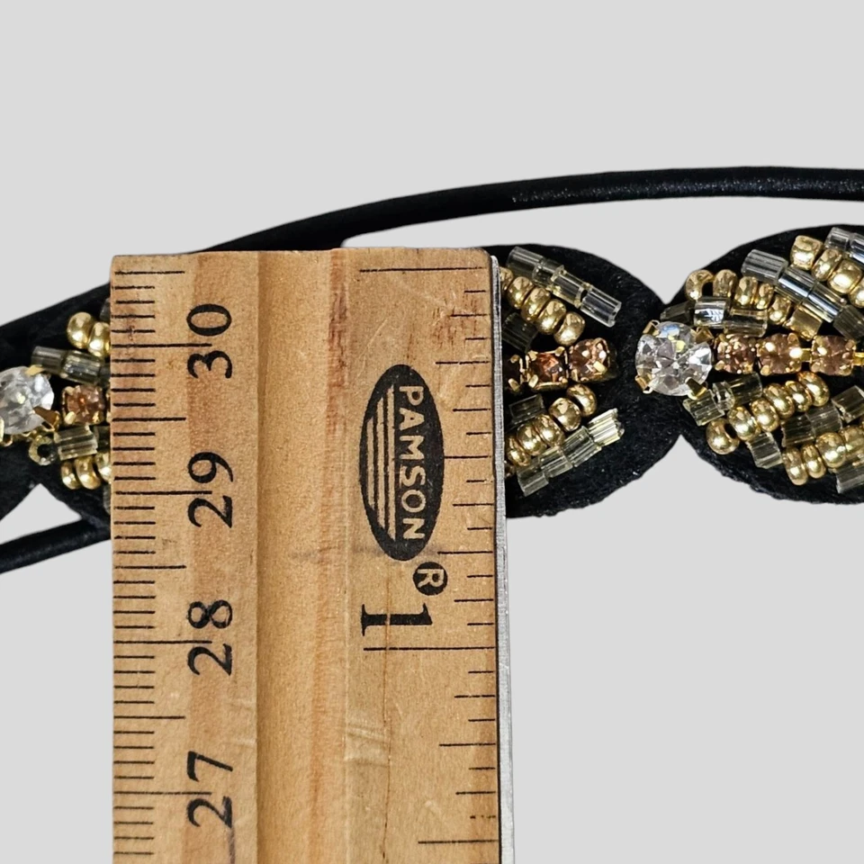 Diadema negra dorada con cuentas estrás elástico elástico accesorio para el cabello Gatsby Foto 4 de 4