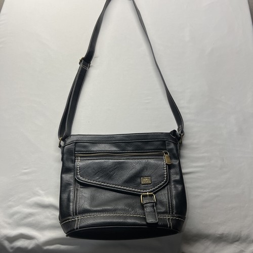 Cartera Bandolera Boc Negra Con Costuras Blancas Boho College Gitano Motociclista