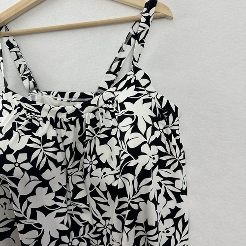 Lands End Tankini Top Swimsuit Womens Plus 18 D Black White Floral Padded Beach - Picture 3 of 17
