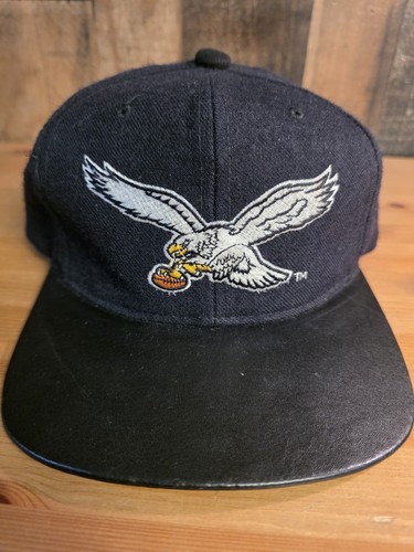 Vintage 90s Starter Philadelphia Eagles Black Dome Plain Logo Snapback Hat Wool - Bild 8 von 15