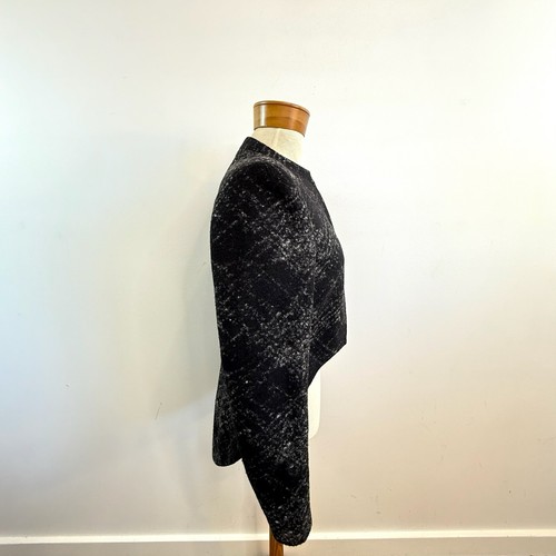 Frey Size M 12 Black White Felted Wool Cropped Structured Jacket - Picture 7 of 11