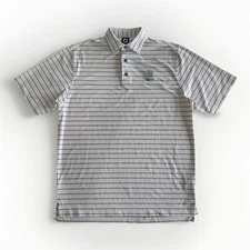 Footjoy Golf Polo TPC Scottsdale Men's Size L White Striped Short Sleeve Shirt