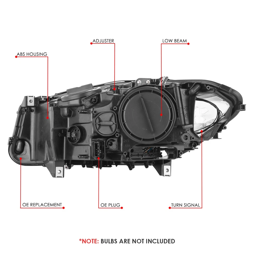 Faro proyector pasajero derecho para BMW 528i 535i 550i 2011-2013 negro/ámbar Foto 4 de 4
