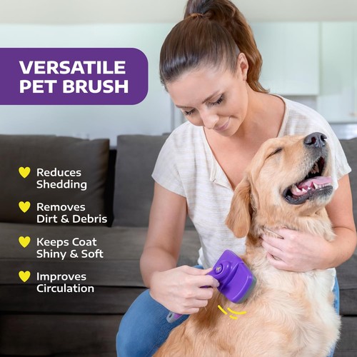 Self-Cleaning Slicker Brush for Deshedding Long and Short-Haired Pets - Small... - Picture 2 of 9