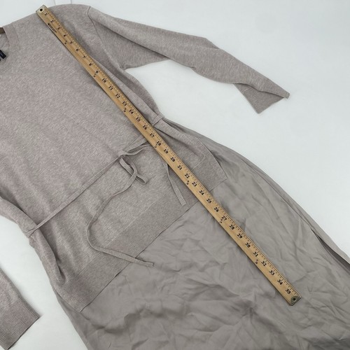 THEORY Pulloverkleid Twill-Kombi in haferflockenbeige Größe L Bindegürtel - Bild 17 von 18
