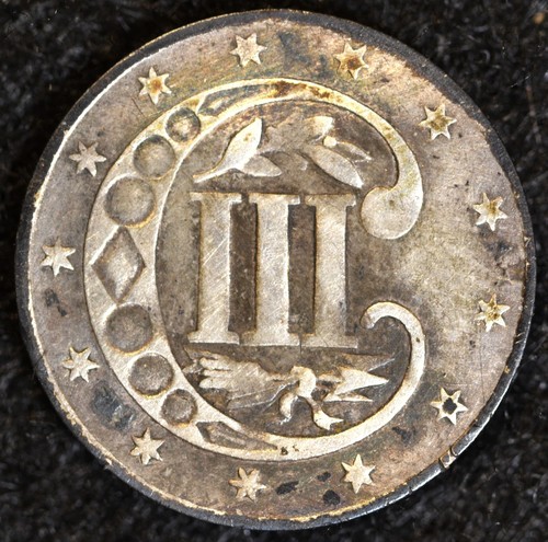 1860 Three Cent Silver VF details - Picture 2 of 2