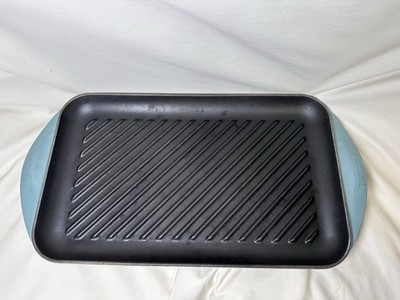 Le Creuset Cast Iron Grill Pan Caribbean Blue 40 France Double Handle