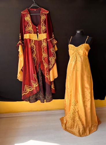 Traditional Red Bindalli Dress, Turkish Sultan Women's Costume, Ottoman Model - Picture 2 of 10