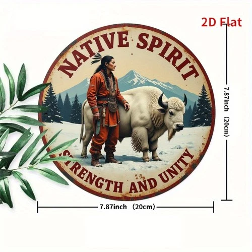 Tin Metal Signs Home Décor 8x8 Vintage Buffalo Native American Metal Wall Art