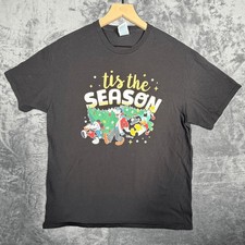Disney Mens Tis The Season T-Shirt L Mickey Mouse Goofy Christmas Holiday Tee