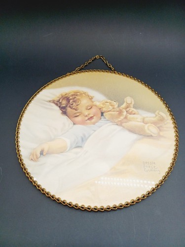 Round Bessie Pease Gutmann Cupid At Rest Baby Chain Framed Art Print Cottage - Picture 2 of 5