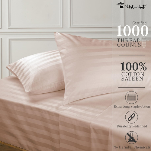 1000 Fadenzahl Damast gestreift volle Größe ägyptische Baumwolle Blätter, lange Stapel S - Bild 2 von 9