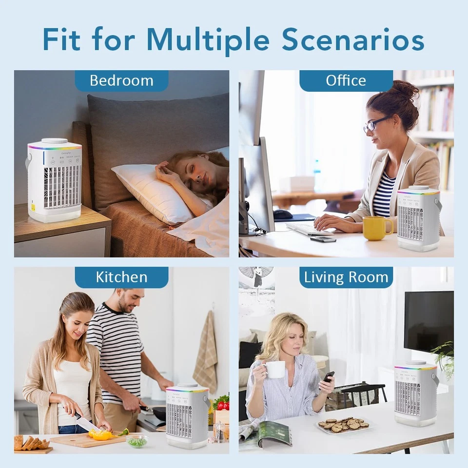 Climatizzatore Portatile da Tavolo con Atomizzatore Acqua Mini Ventilatore LED - Immagine 2 di 4