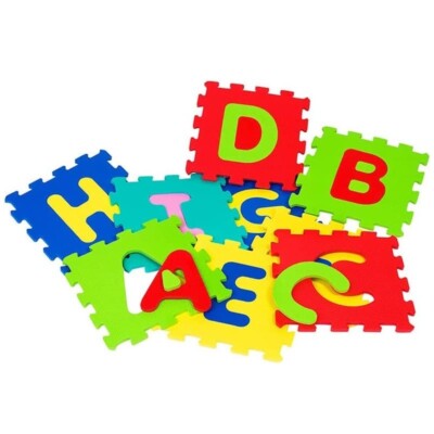 PUZZLE TEPPICH FÜR KINDER 5 TEILE BUNT GRÖSSE 32X32X1 CM