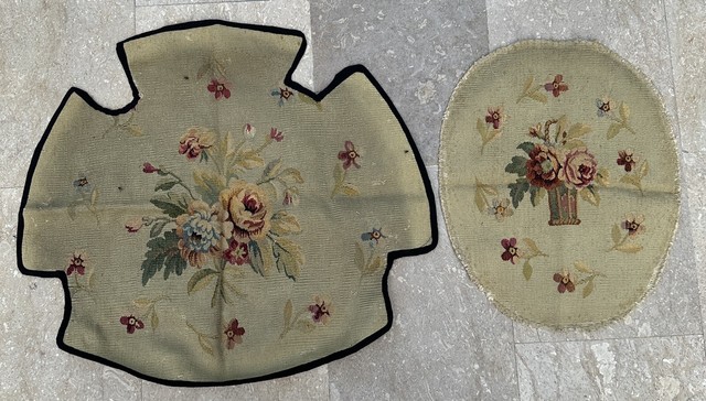 2 ANTIQUE 19C AUBUSSON FRENCH HAND WOVEN SILK TAPESTRY CHAIR COVER 2 ANTIQUE 19C AUBUSSON FRENCH HAND WOVEN SILK TAPESTRY CHAIR COVER