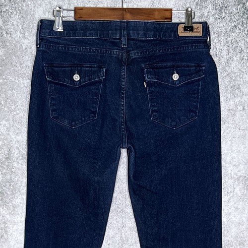 Levi's 525 Perfect Waist womens flap pocket straight jeans size 10 stretch dark
