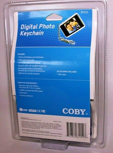 COBY Digital Photo Keychain DP151 Blue Holds 60 Color Display 1.5" 4 Hrs Viewing - Picture 3 of 4