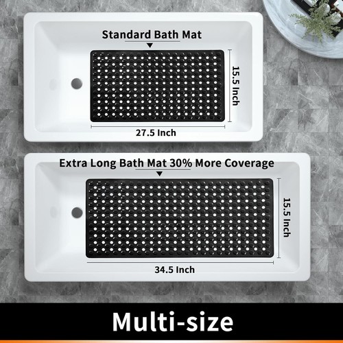 Yimobra Bathtub Shower Mat 34.5 x 15.5, Non Slip Bath Mats for Tub Floor with Dr - Picture 5 of 6